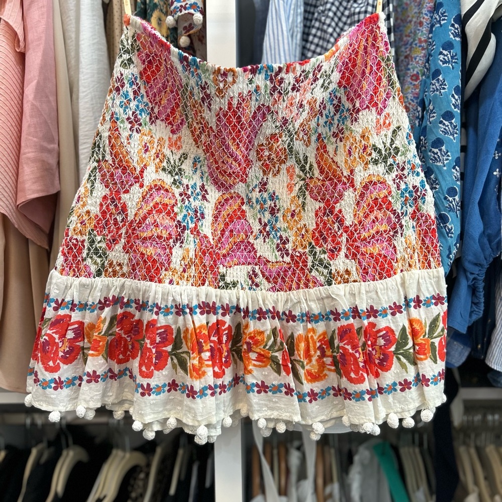 Farm Rio floral smocked skirt